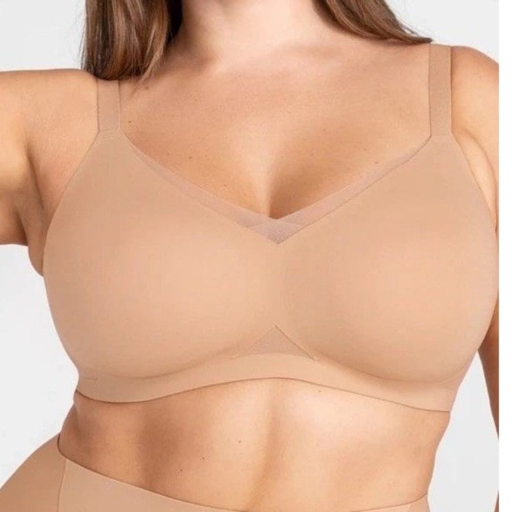 Honeylove Crossover Bra Tan Sand Wireless Supportive Seamless 2X